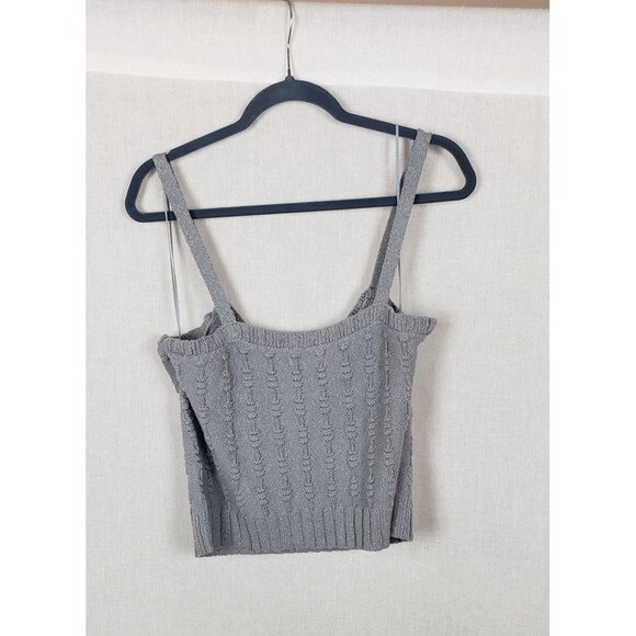 Weekend Los Angeles Sweater L Dusty Blue Cropped Knit Tank Boho Festival Casual - Picture 2 of 8